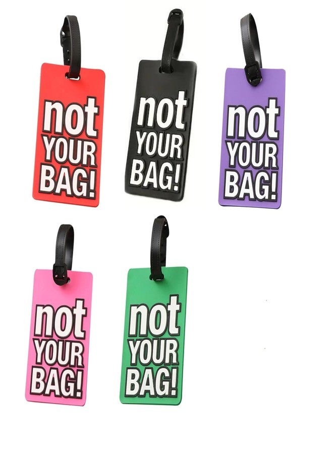 Tusmad Luggage Tags with Silicone Strap - Travel ID Label for Suitcases, School Bags, Backpacks - Name & Address Identifier Tag for Baggage, Luggage, Kids Bags - Pack of 5 Multicolor - Image 1